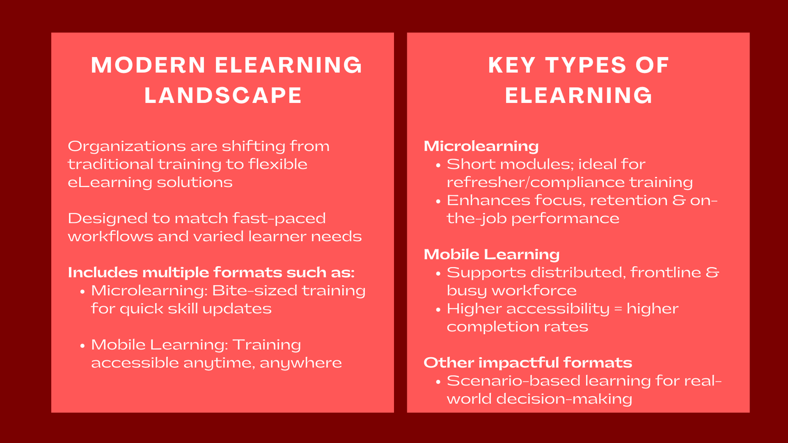 Different Types of eLearning Microlearning Mobile Learning and More